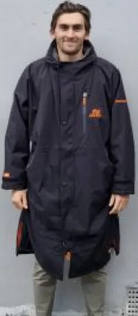 Zone3 Oversized Polar Fleece Parka Robe Jacket - Black/Orange