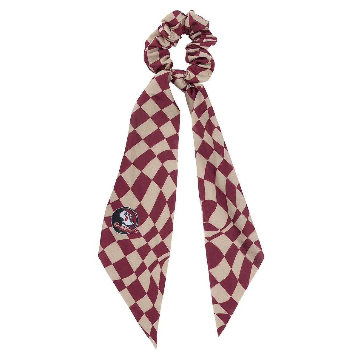 ZooZatz Seminole Logo Garnet/Gold Wavy Check Scarf Scrunchie